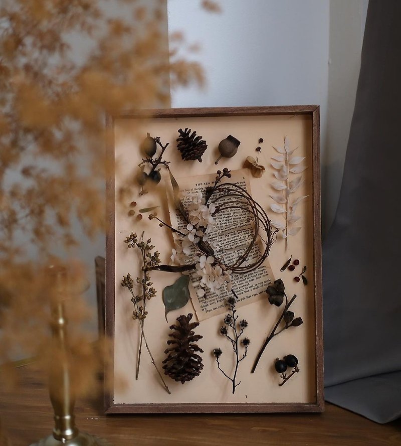 乾燥花 標本 相框 - 相框/畫框 - 植物．花 卡其色