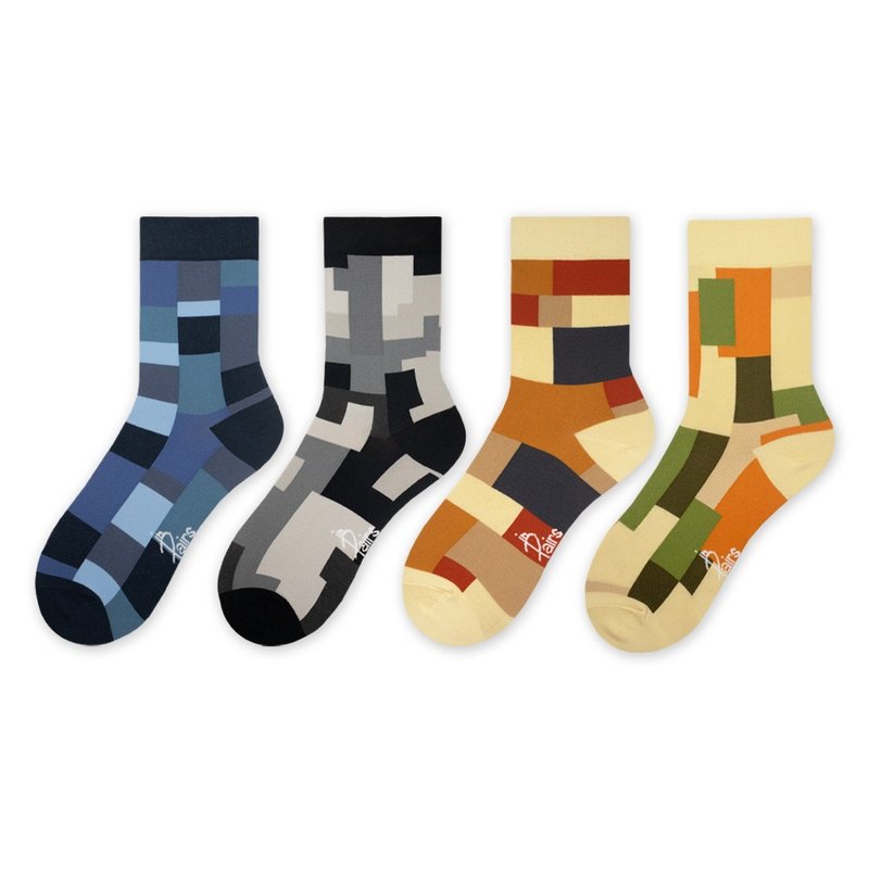 【in Pairs】Blocks | Socks - ถุงเท้า - ผ้าฝ้าย/ผ้าลินิน หลากหลายสี