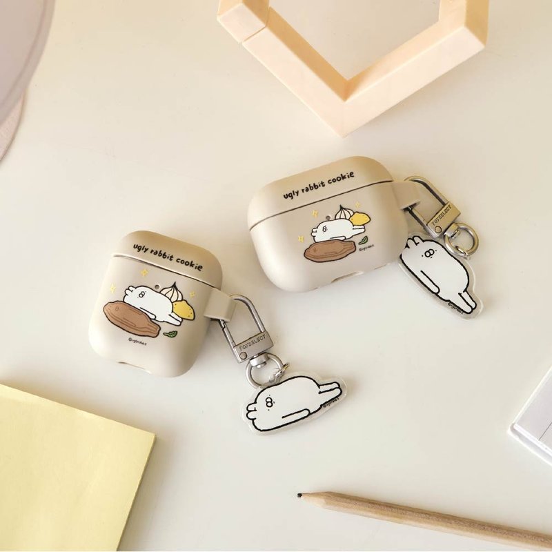 醜白兔就想躺平強悍防摔AirPods保護套(附吊飾) - AirPods/耳機保護套 - 塑膠 多色