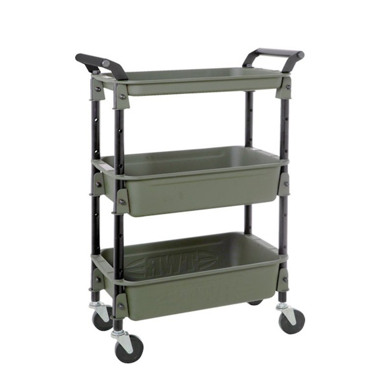 【Trusco】Three-layer work trolley-military green (only shipped to Taiwan) - Shelves & Baskets - Other Metals Green
