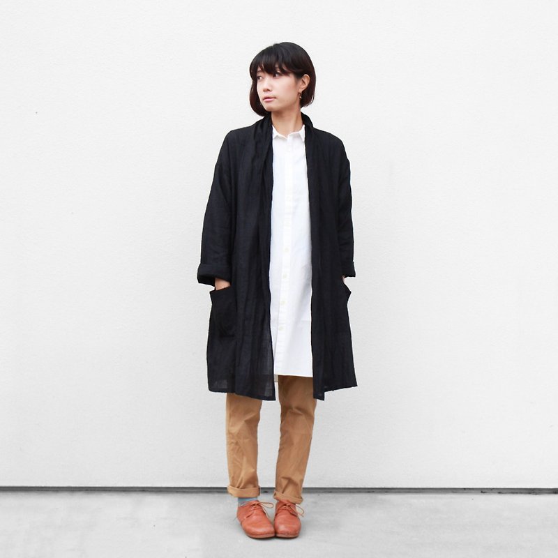 Washable wool long cardigan BK · unisex F - Women's Casual & Functional Jackets - Other Materials Black