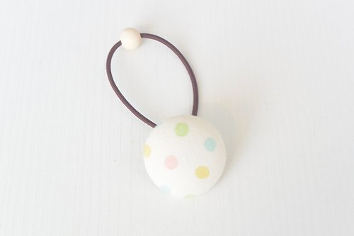 alma-handmade 手感布包釦髮束 - 白水玉