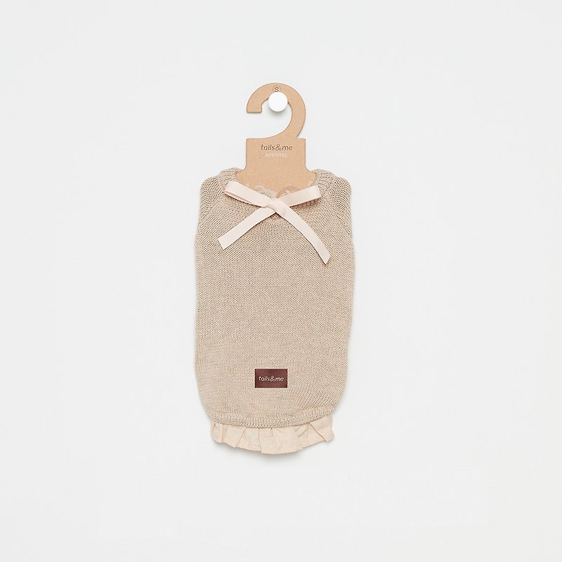 [Tail and me] pet clothes bow sweater khaki - Clothing & Accessories - Cotton & Hemp Multicolor