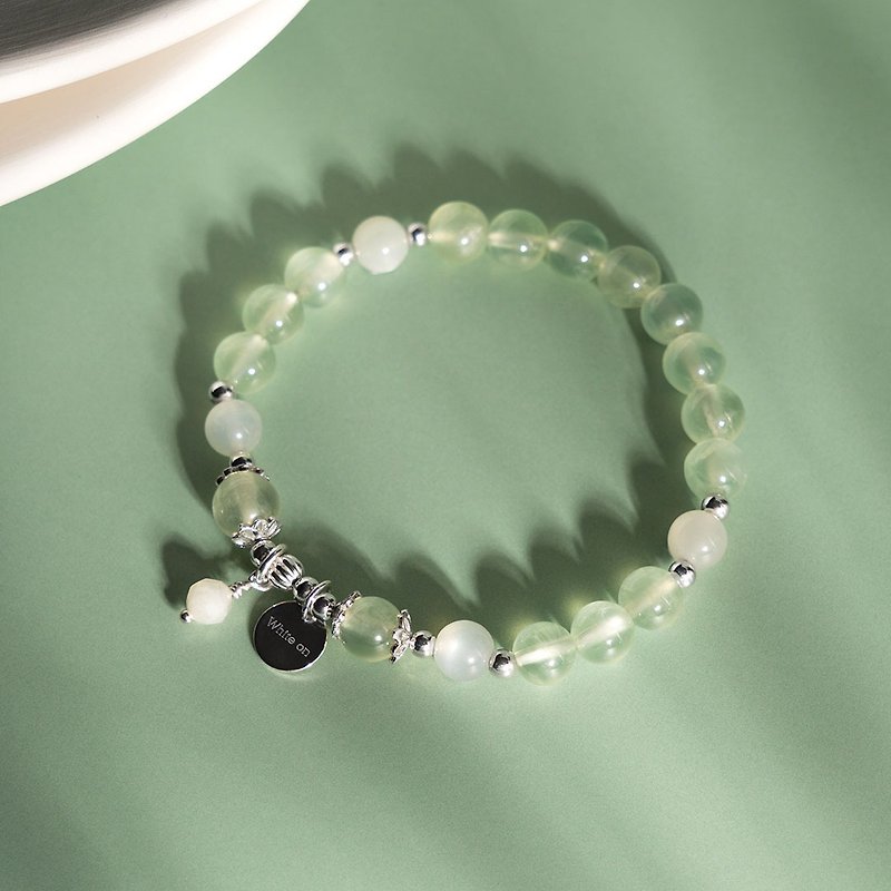 Prehnite Stone 925 Silver crystal bracelet - สร้อยข้อมือ - คริสตัล สีเขียว