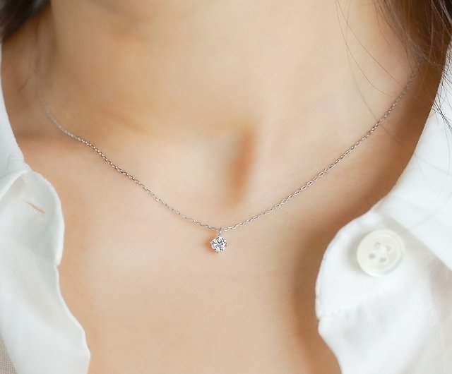 Love Entwined Diamond Necklace 1/4 ct tw Round-cut 10K White Gold 18