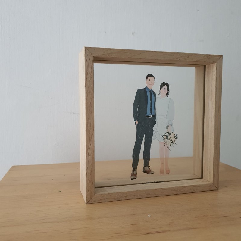 Customized Portrait Illustration | Glass Photo Frame - Illustration, Painting & Calligraphy - Other Materials White