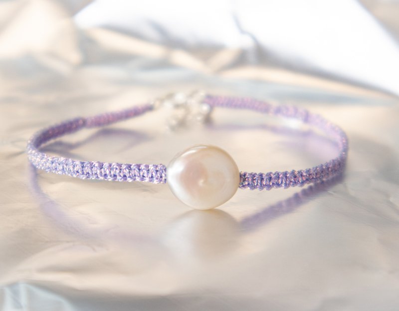 925 sterling silver natural pearl coins pearl lucky bracelet-light purple - สร้อยข้อมือ - ไข่มุก สีม่วง