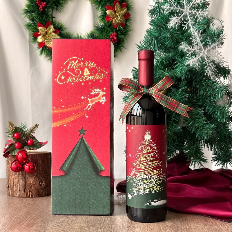 2024 Christmas gift [customized wine label] Christmas exclusive customized red wine gift box with personalized wine label - แก้วไวน์ - แก้ว 