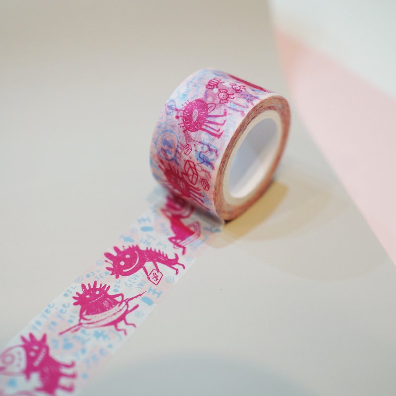 Original paper tape Yuchun light pink blue - Washi Tape - Paper Pink