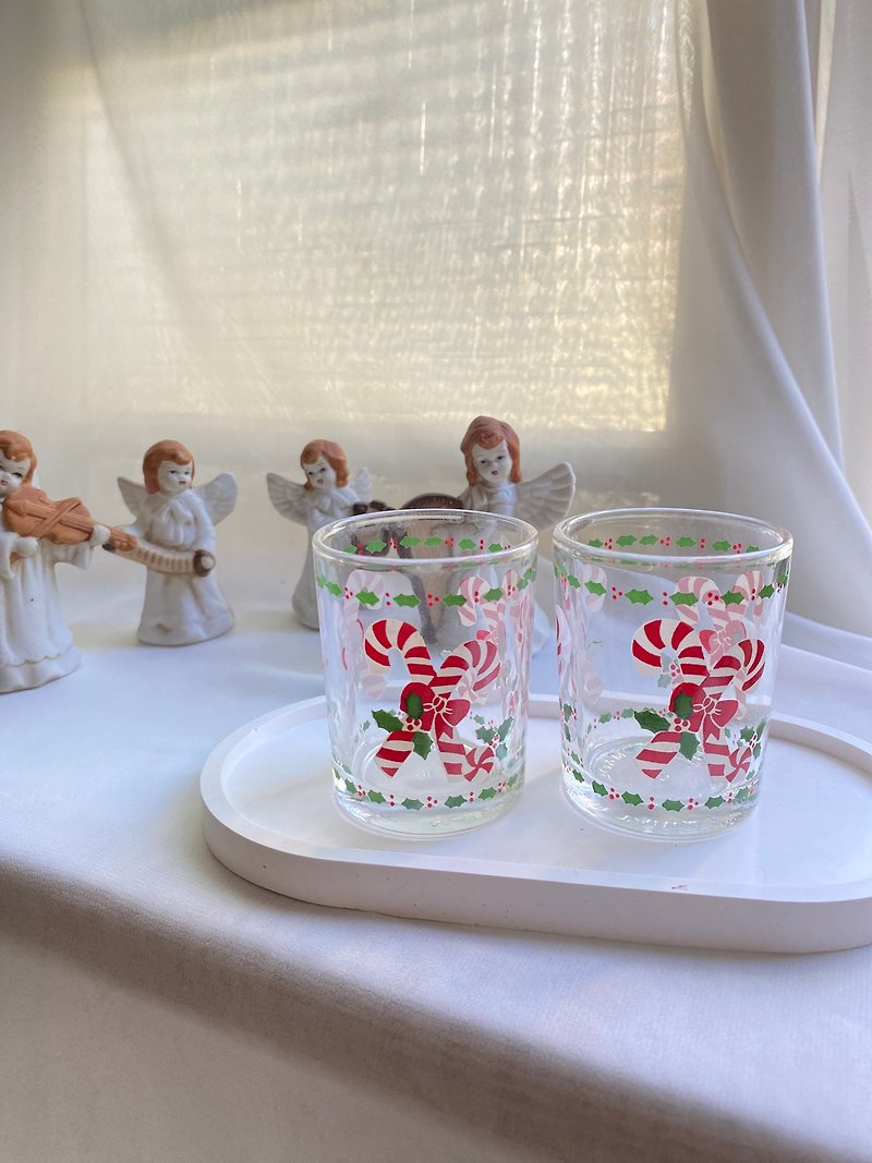 【好日戀物】台灣制作/聖誕禮物聖誕小杯蠟燭杯聖誕玻璃杯拐杖糖 - 擺飾/家飾品 - 玻璃 紅色