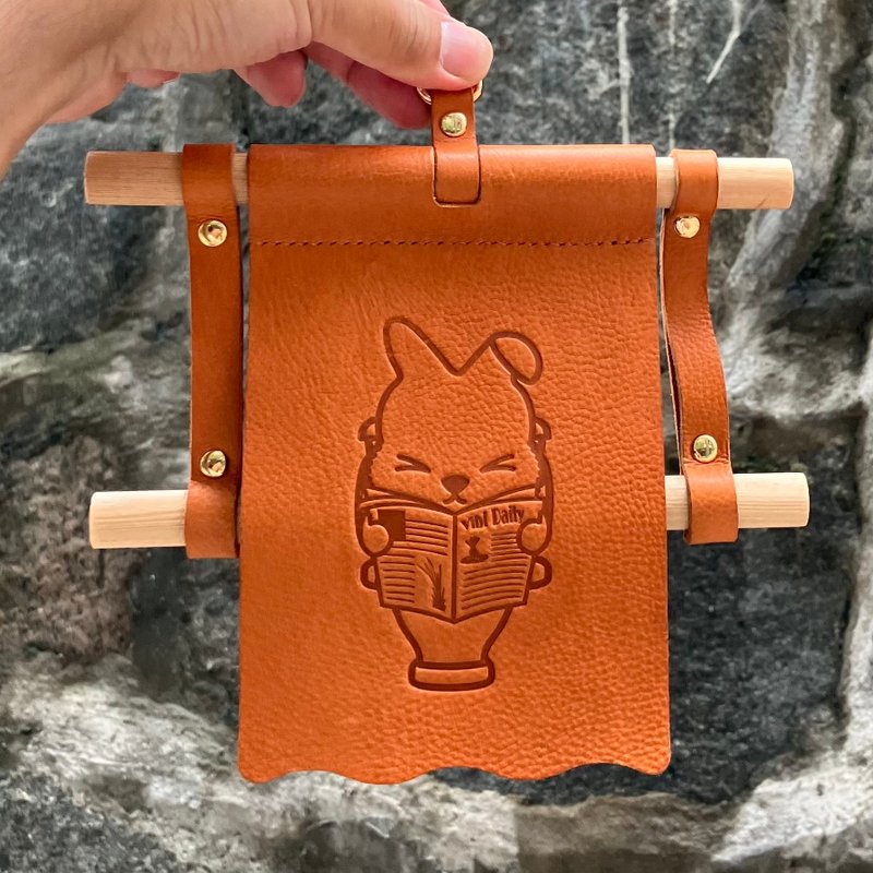 肶肶Rabbit—Portable roll toilet paper hanger | There are beautiful poop series - Camping Gear & Picnic Sets - Genuine Leather Brown