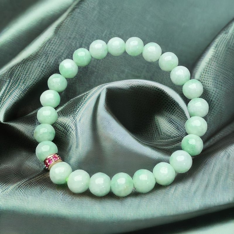 Guoyang green jade bead bracelet | Natural Burmese jade jade A goods | Gift giving - สร้อยข้อมือ - หยก สีเขียว