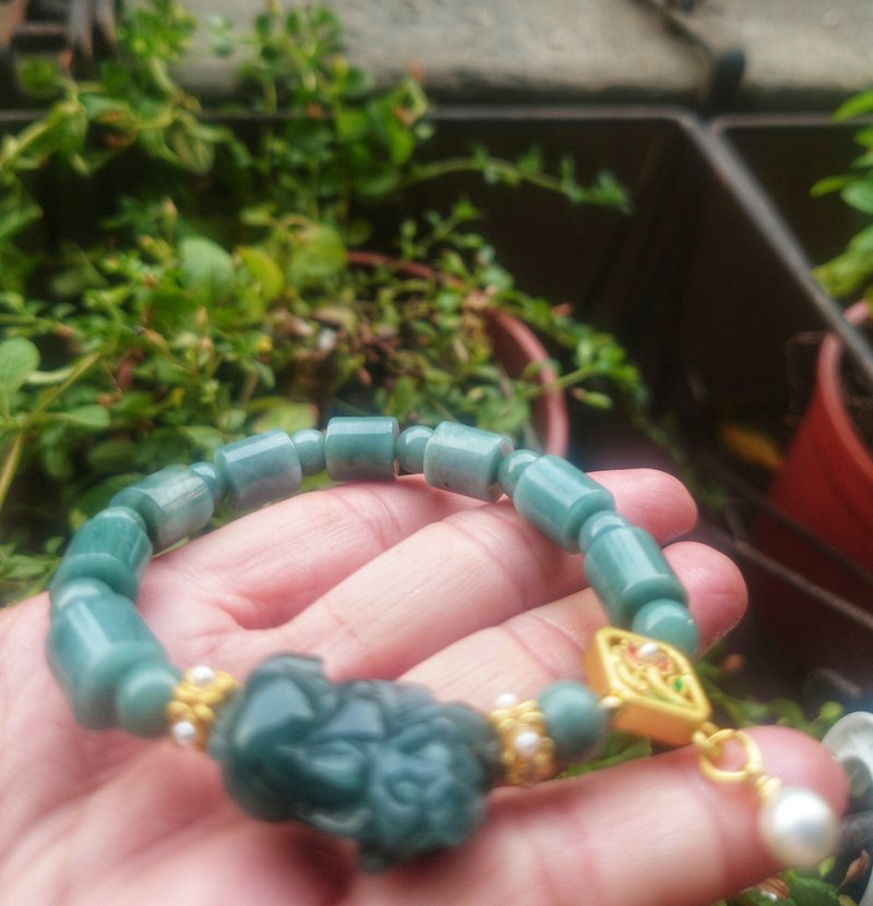 Miss feng natural stone blue aqua jadeite bracelet - Bracelets - Jade 