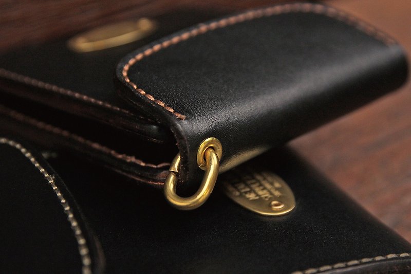 【METALIZE】Classic bronze tea core leather half-fold short clip - Wallets - Genuine Leather 