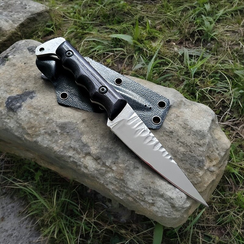 Small camping knife, pocket knife for camping, handmade neck knife - ชุดเดินป่า - โลหะ สีดำ