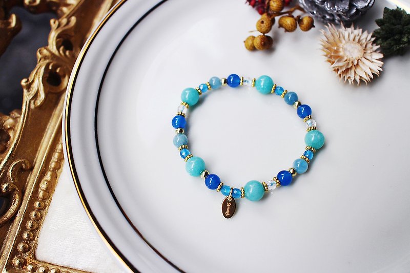 <Slow Temperature Natural Stone Series> C1163 Tianhe Stone Sea Sapphire Bracelet - Bracelets - Gemstone 