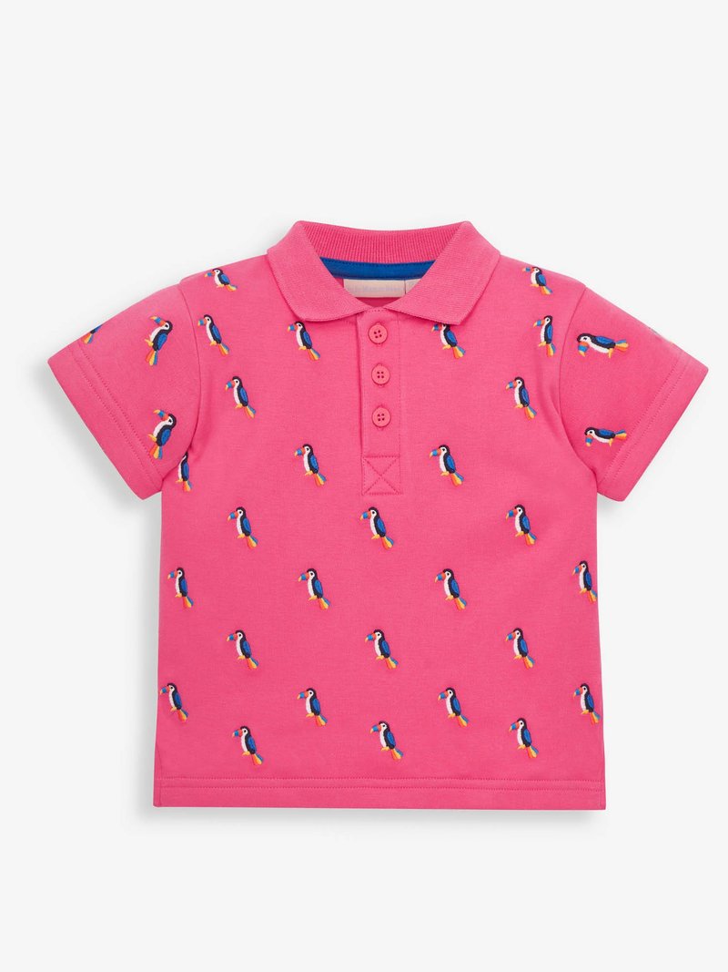 英倫經典 大嘴鳥刺繡活潑桃粉紅 最酷寶寶Polo 衫 喜氣洋洋 - 男/女童裝 - 棉．麻 粉紅色
