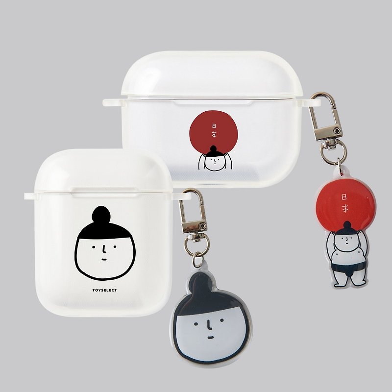 Sumo搞笑相撲設計透明AirPods耳機保護套 (附吊飾) - 耳機保護套/殼 - 塑膠 透明