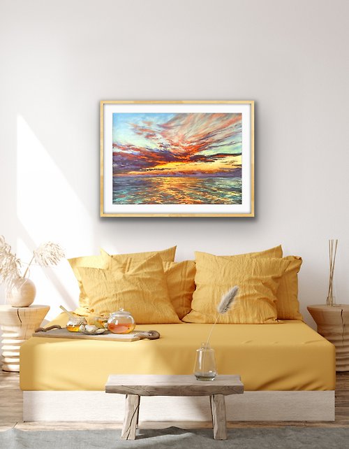 SunLightArt Download Seascape Wall Art Printable Painting Sunset Home Decor Pastel Wallpaper