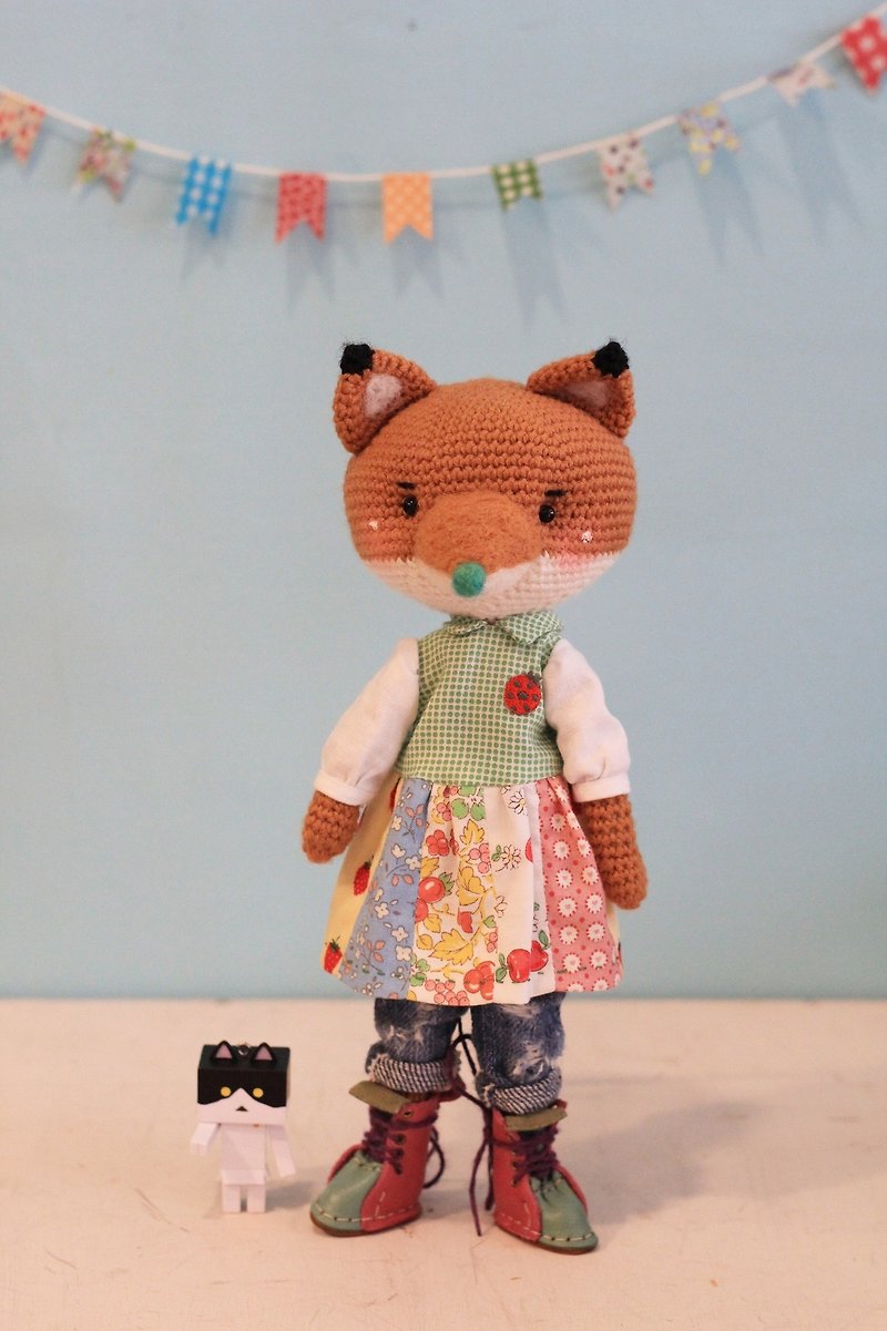 Miki設計手作編織娃。動物好朋友狐狸小姐。Fofobi - 寶寶/兒童玩具/玩偶 - 羊毛 橘色