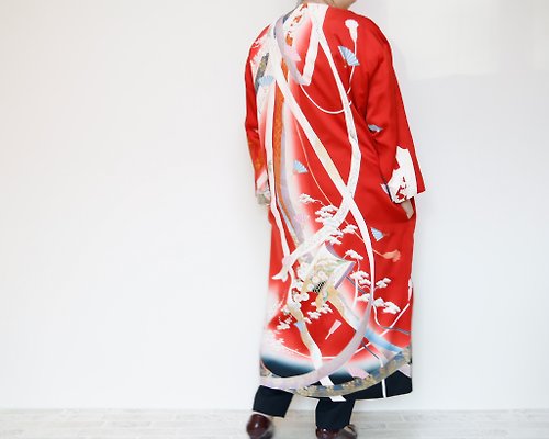 RIKA SHIOYA BOUTIQUE KIMONO Iwai Coat -ヴィンテージの着物を使ったガウンコート 1点ものです 着物リメイク フォーマル にも