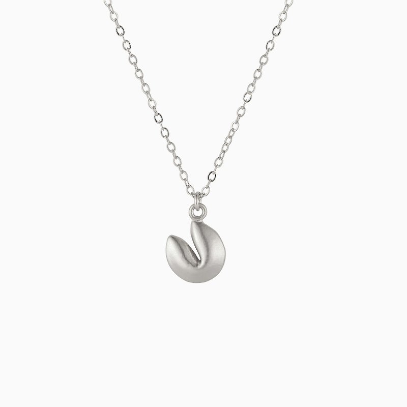 Silver Fortune Cookie Necklace - 925 Sterling Silver - สร้อยคอ - โลหะ สีเงิน