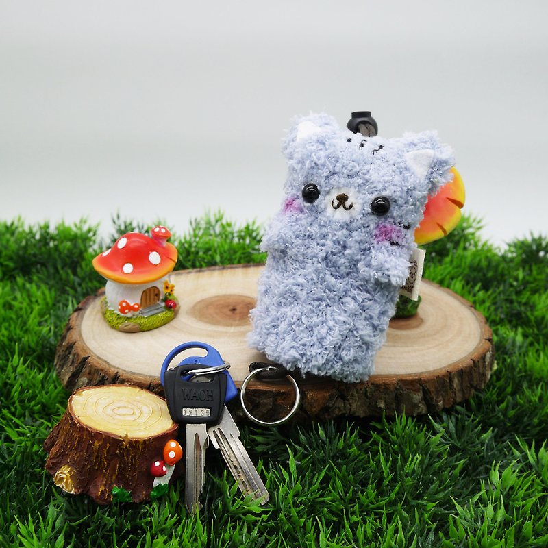 (小灰貓)棉花糖動物鑰匙包-MINI鑰匙包 - 鑰匙圈/鑰匙包 - 其他材質 