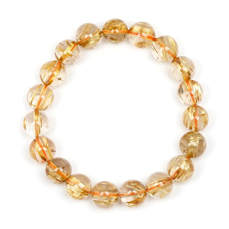 Gold Rutilated Quartz 9.8-10.3mm Bracelet - สร้อยข้อมือ - เครื่องประดับพลอย หลากหลายสี