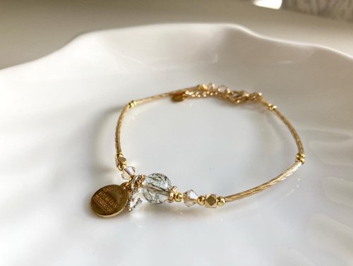 Crystal.LaVie 高性價比/個人特色/氣質生日姐妹禮物天然黑金超七手鐲配字母吊飾