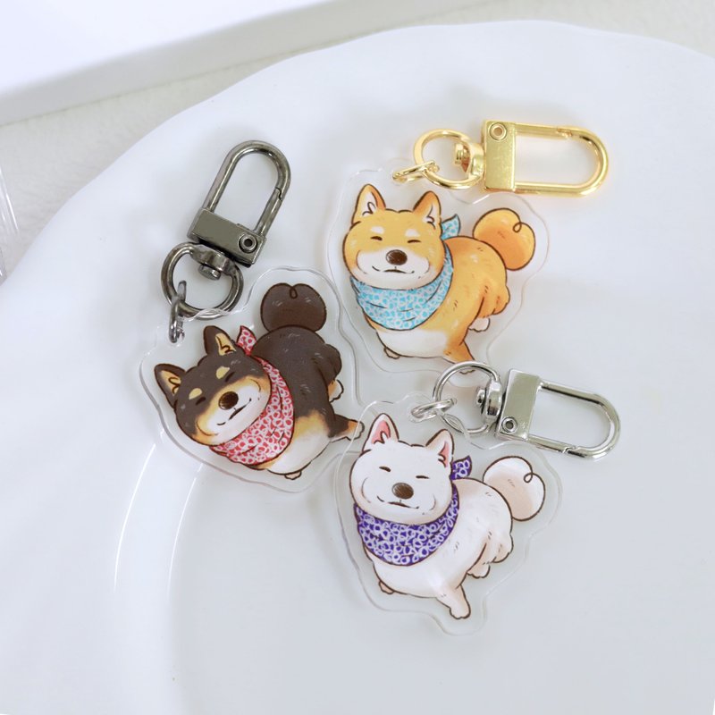 Smiling Shiba Acrylic Keychain Meme Shiba Inu Red Shiba White Shiba Black Shiba Pendant Original Illustration - Keychains - Acrylic Orange