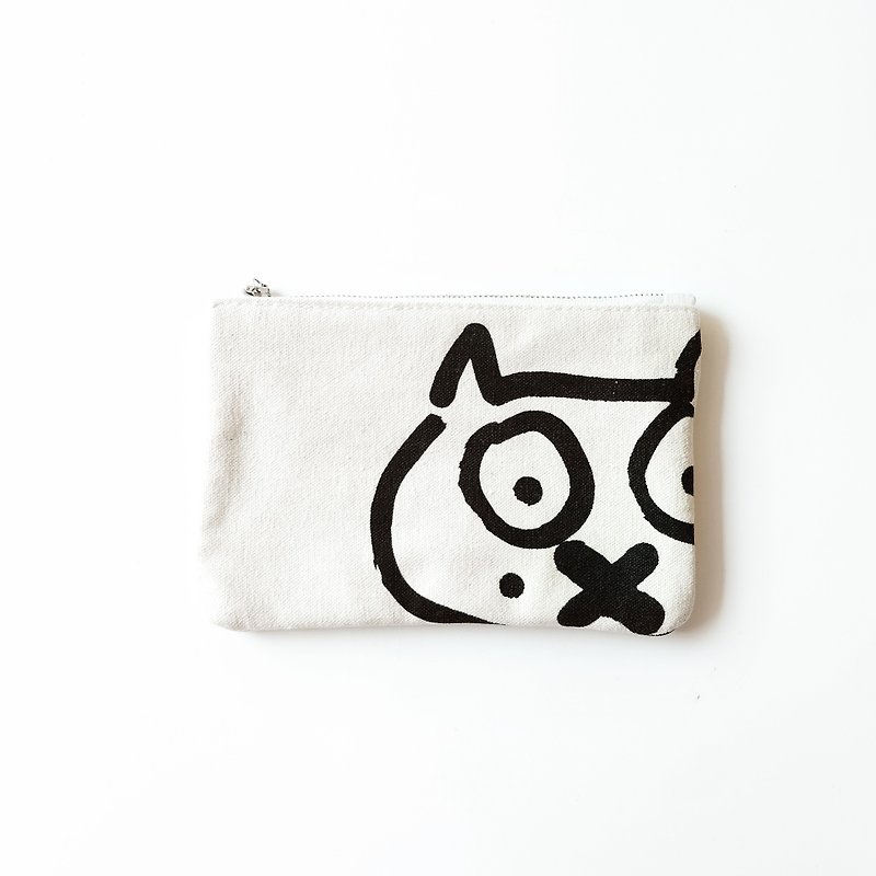 Retro pouch black and white cat mobile phone jewelry zipper bag DIY - Toiletry Bags & Pouches - Other Materials 