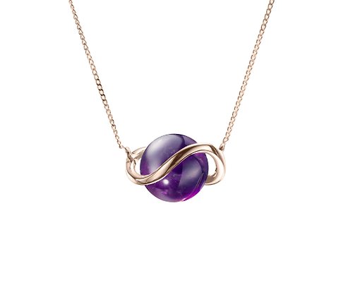 Majade Jewelry Design 紫水晶黃金項鍊 極簡鎖骨鍊 紫色二月誕生石小項鍊金飾 14k輕珠寶