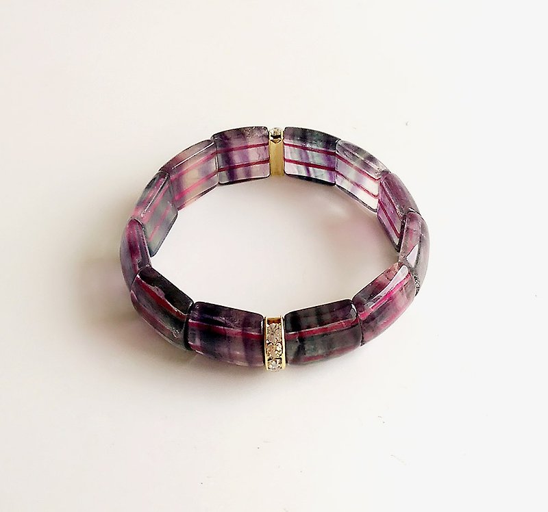[Gem series] meditation, inspired natural ore fluorite • bracelet - Bracelets - Gemstone Multicolor