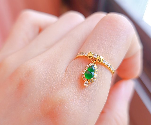 ピアス 瓢箪 本翡翠 氷ヒスイ 誕生日プレゼント 18kゴールド