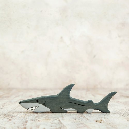 Wooden Caterpillar Toys Wooden shark toy White shark figure