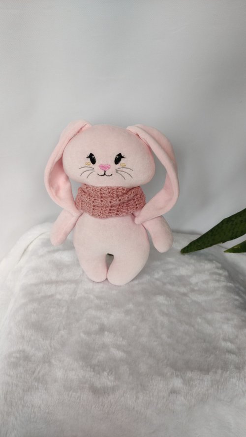 Knitting magic Cute organic bunny toy made of natural 100% cotton velour fa