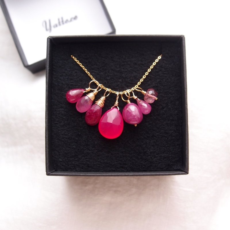 【K14gf】Necklace 7 Charm Set・Pink ネックレス チャームセット - 項鍊 - 寶石 粉紅色