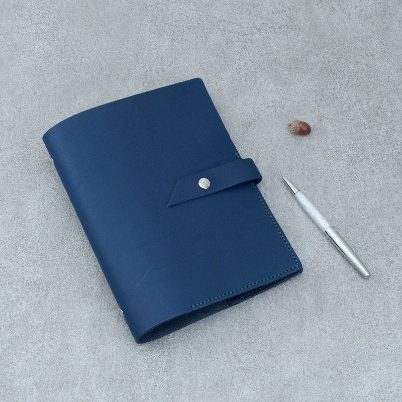 A5 Genuine Leather Binder Notebook - Notebooks & Journals - Genuine Leather Blue