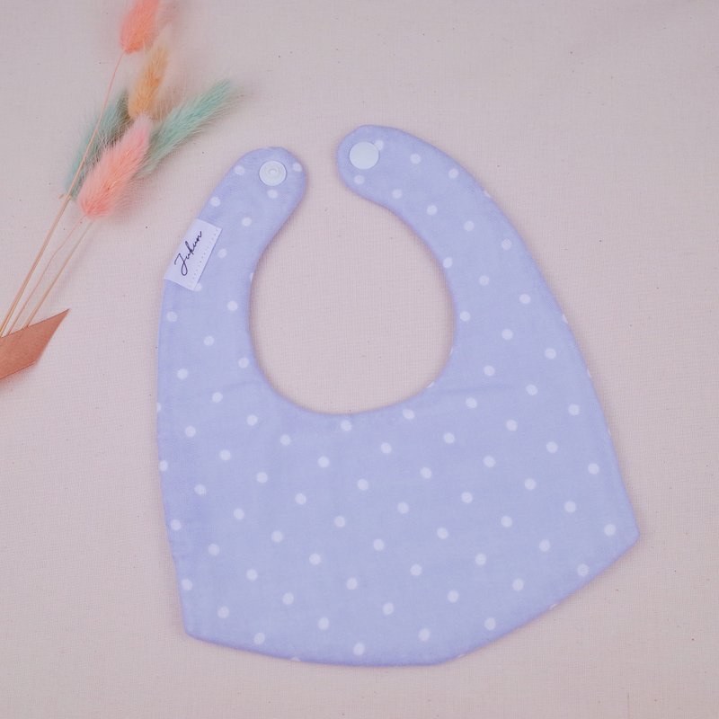 Handmade spot yae yarn blue bottom white dot daily comfortable bib/saliva towel exclusive version - ผ้ากันเปื้อน - ผ้าฝ้าย/ผ้าลินิน สีน้ำเงิน