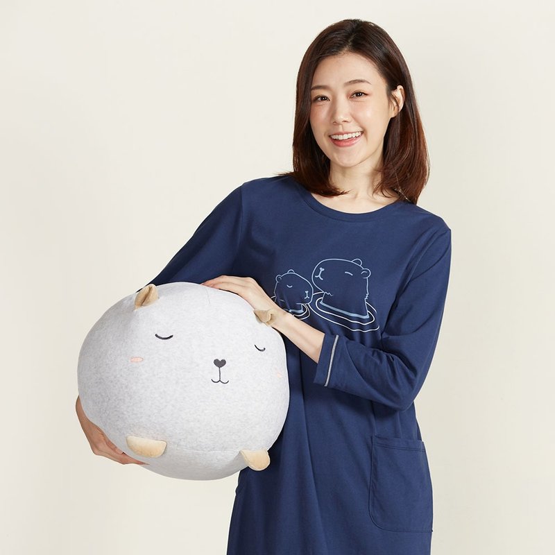 Capybara Mochi Pillow-Silver White Gray - หมอน - ผ้าฝ้าย/ผ้าลินิน สีเทา