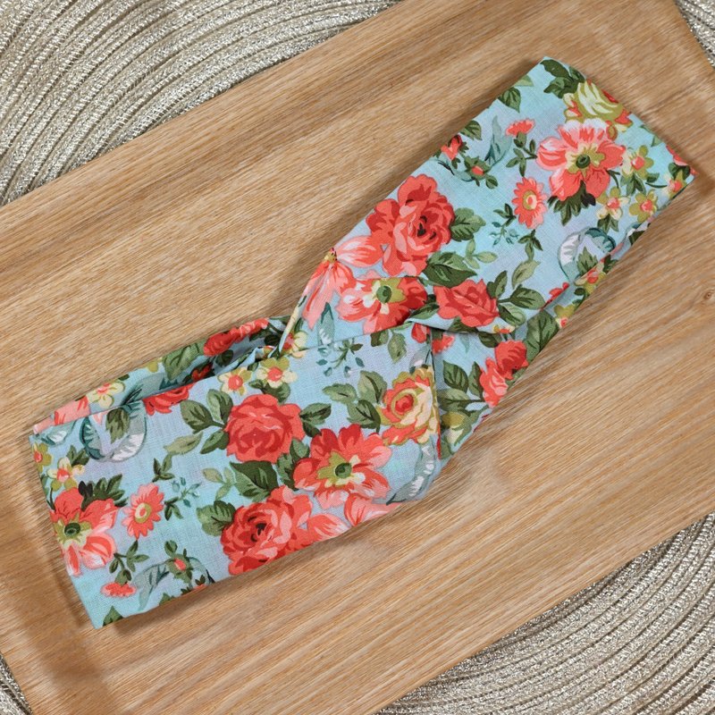 藍色 玫瑰 髮帶 - 髮箍/髮帶 - 棉．麻 