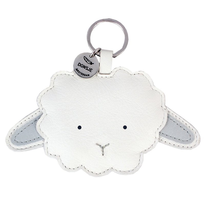 Donsje 皮革動物鑰匙圈 綿羊   0617-ST019-LE060 - 鑰匙圈/鎖匙扣 - 真皮 白色