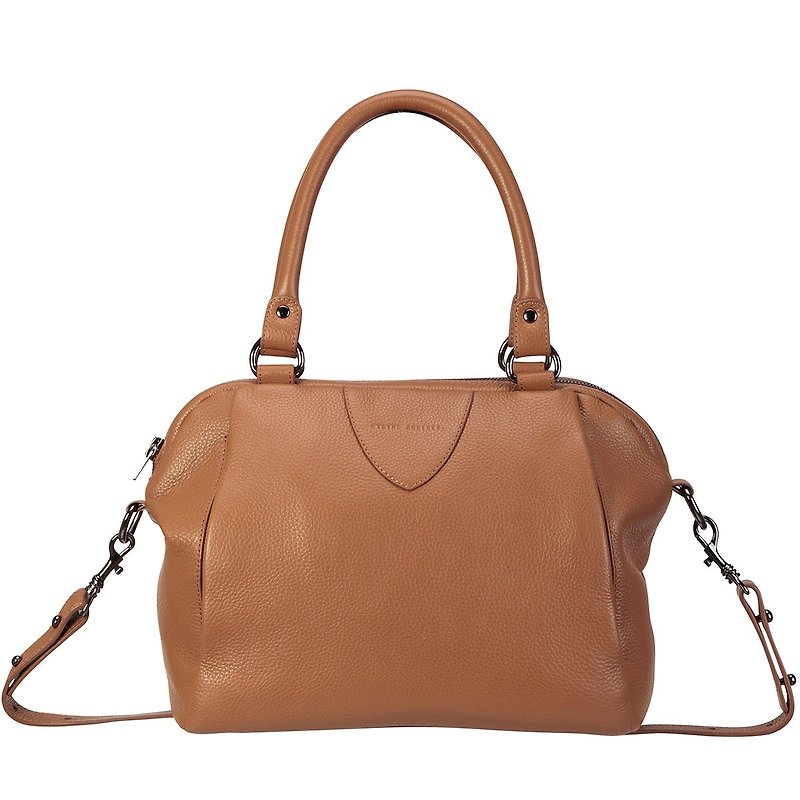 FORCE OF BEING Portable/Side Backpack_Tan/Camel - Handbags & Totes - Genuine Leather Brown