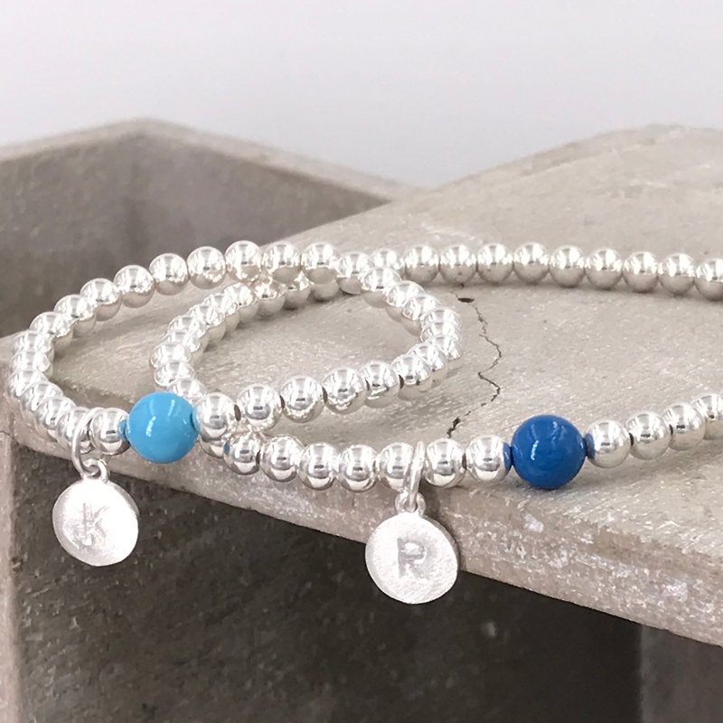 Initial 925 Silver and Swarovski Crystal Bracelet - Bracelets - Other Metals Blue