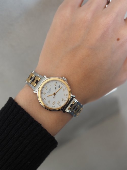 HERMESクォーツ シルバー/ゴールド HERMES エルメス キャリック ウォッチ 腕時計 シルバー ゴールド