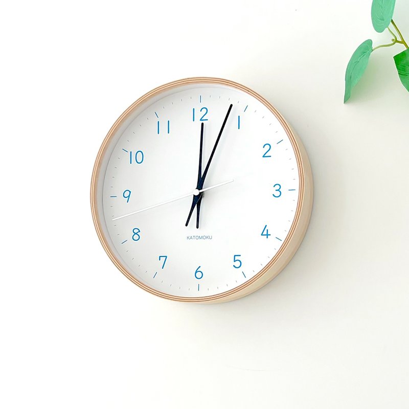 KATOMOKU plywood clock 22 M尺寸 淺藍色 (km-121LB) 掛鐘 日本 - 時鐘/鬧鐘 - 木頭 藍色