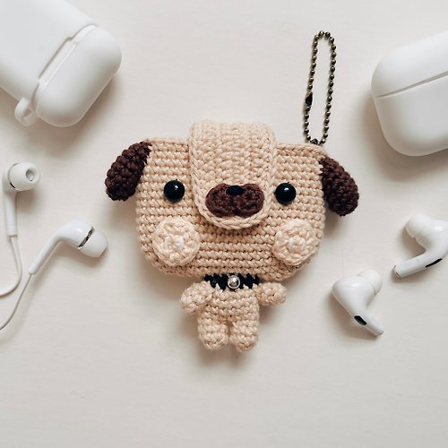 Meemanan Brown Dog EarPods Pouch for AirPods 1/2/3/Pro, cute airpods 保護套