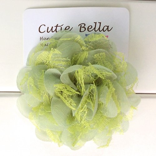 Cutie Bella 美好生活精品館 Cutie Bella 手工髮飾全包布 Lace Camellia 蕾絲茶花髮夾-Mint