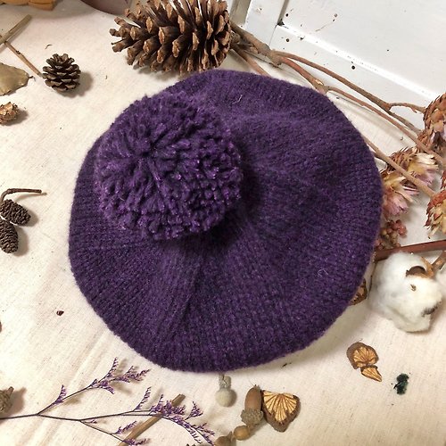 chichi *hand made ChiChi手作-深度紫貝蕾毛線帽-毛線編織毛帽