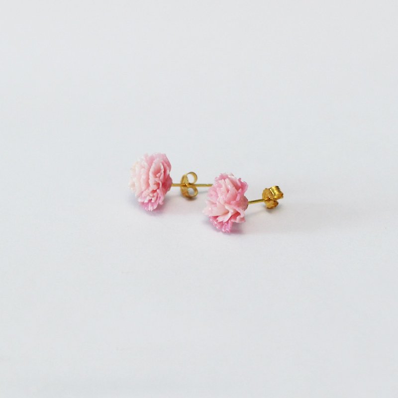 Carnations Resin Clay 925 Silver Earrings - Earrings & Clip-ons - Clay Pink